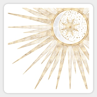 Elegant Gold Doodles Sun Moon Mandala Design Sticker